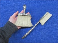 2 antique sterling clothes brush - fancy