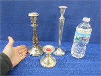 3 sterling candlesticks (weighted)