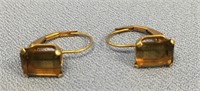 Citrine? Earrings set in 14kt gold 1.4 grams total