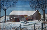 George C. Ault Watercolor Winter Scene