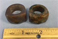 Lot of 2 jade faceted rings            (k 15)