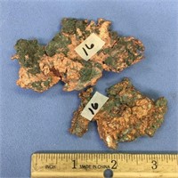 Lot of 2  3" copper ore specimens            (a 7)