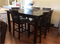 Cherry counter height table and 6 barstools