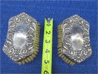 pair of antique silverplated brushes -fancy