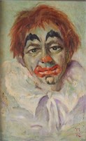 Norman Rockwell Clown Oil on Canvas