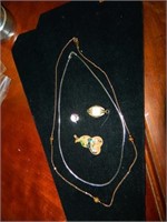 925 Necklace, Tiger Eye Necklace, Vintage Rubies