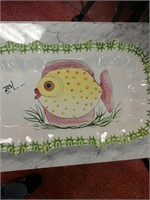 Italian hand painted ceramic fish platter