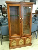Solid wood rifle cabinet, missing one glass panel