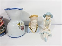 3 céramiques et porcelaines signées