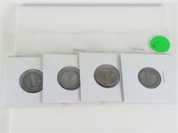 LOT 4 US PHILIPPINES SILVER 20 CENTAVOS COINS