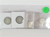 4 PC US PHILIPPINES 20 C AND 10 C SILVER COINS