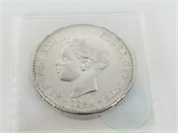 1896 5 PESETAS SILVER COIN