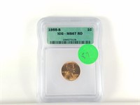 1955 S MS67 RD GRADED WHEAT PENNY RED CENT