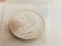 1876 5 PESETAS SILVER COIN