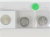 3 PC US PHILIPPINES 50 CENTAVOS SILVER COINS
