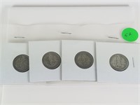 LOT 4 US PHILIPPINES SILVER 20 CENTAVOS COINS