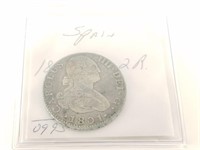 1801 CAROLUS IIII SPAIN 2 REALES SILVER COIN