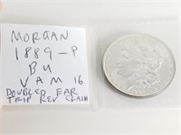 MORGAN SILVER DOLLAR COIN 1889-P BU VAM 16