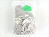 QTY 50 UNSEARCHED MERCURY DIMES SILVER COINS