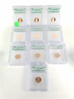 LOT OF 10 GRADED LINCOLN PENNIES