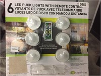 6 pk LED Puck lights with Remote
