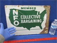 vintage "NFO" tin sign (national farmers org.)