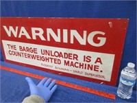 old red-white "warning" sign hand painted