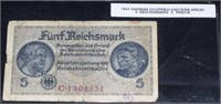 1941 German Occupied 5 Reichmarks C Prefix