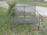 Black Wrought Iron Outdoor Loveseat Bench