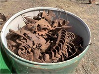 40 GALLON DRUM OF IMPLEMENT PARTS- GREAT FOR
