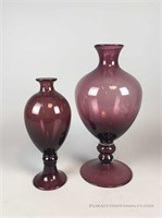 Pair of Amethyst Glass Vases