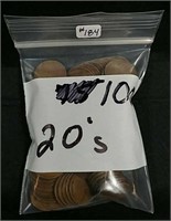 Bag of 100 Lincoln Cents from 1920's