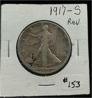 1917-S rev.  Walking Liberty Half Dollar  VG