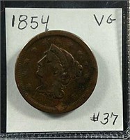 1854  Large Cent  VG