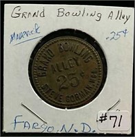 25 Cent Grand Bowling Alley Token