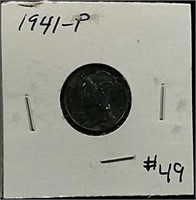 1941-P  Mercury Dime  Unc.  Dark Toning