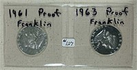 1961 & 1963  Franklin Half Dollars  Proof