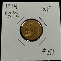1914  $2 1/2 Gold Indian   XF