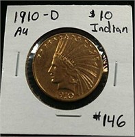 1910-D  $10 Gold Indian  AU