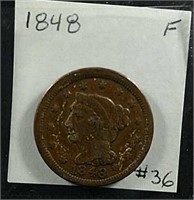 1848  Large Cent  F