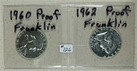 1960 & 1962 Franklin Half Dollars  Proof