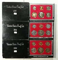 1980, 1981 & 1982  US. Mint Proof sets