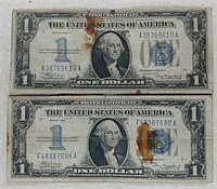 2  Series of 1934 $1 Silver Certificates