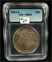1881-S  Morgan dollar  ICG MS-63
