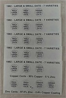 5 Sets 1982  7 Varieties of Lincoln cents