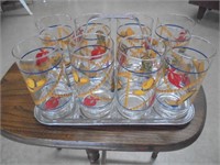 8 Glasses with Holder