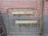 Antique Iron Bed w Rails and Slates