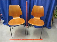 pair of danish modern stack chairs - vintage