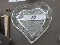 ETCHED GLASS HEART TRAY