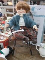 PORCELAIN DOLL WITH CHILDS  CHAIR
